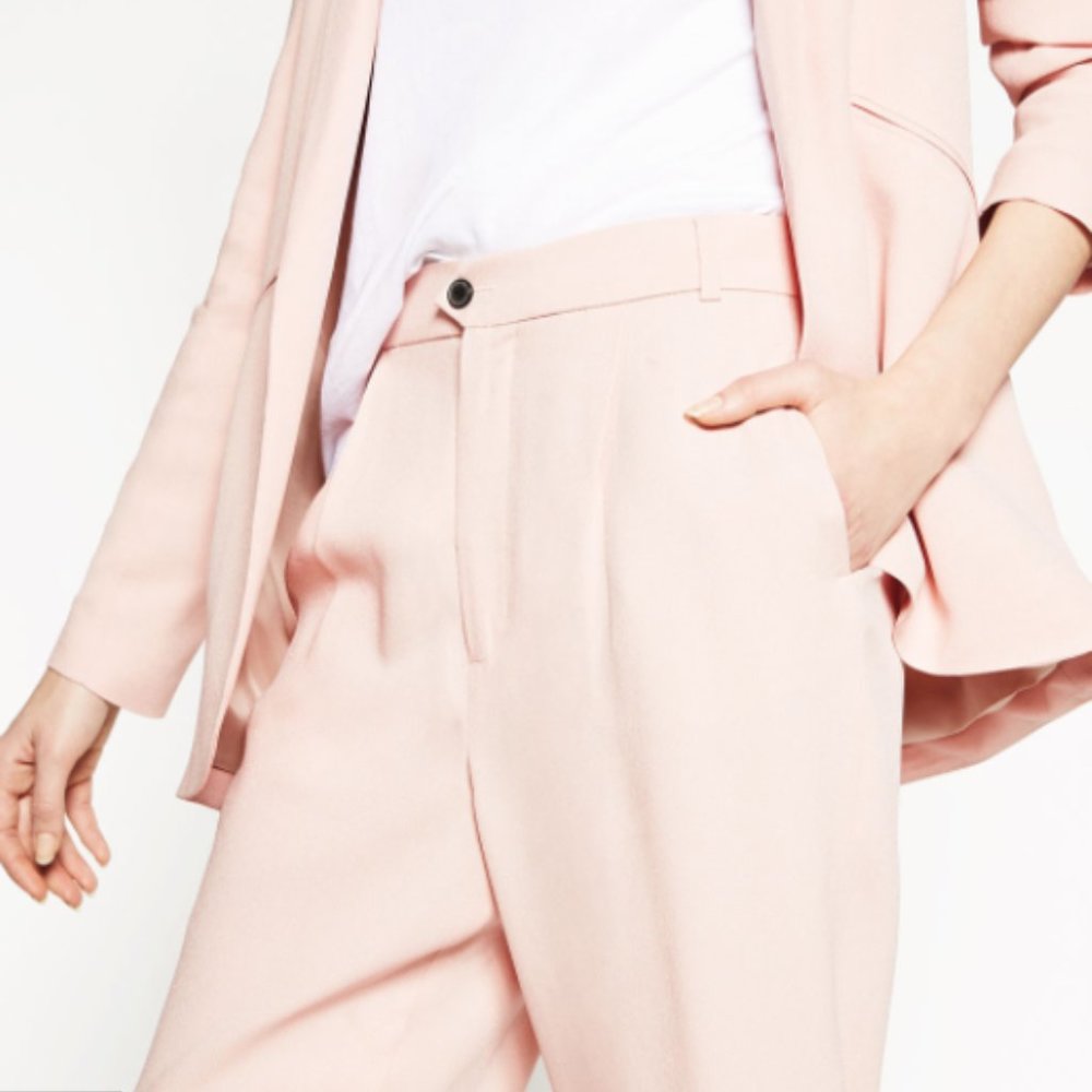 NEW Zara pale pink cigarette trousers size XS